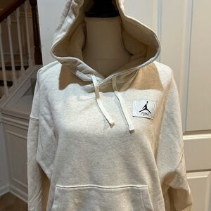 Jordan Off-White Hoodie with Logo Patch Womens large elastic waist